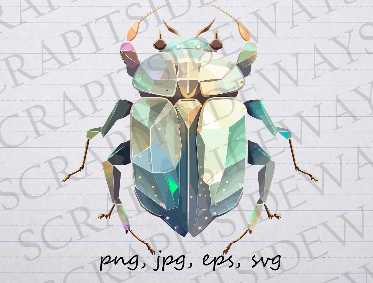 Gemstone beetle clipart vector graphic svg png jpg eps crystal bettle gem beetle insect diamond beetle