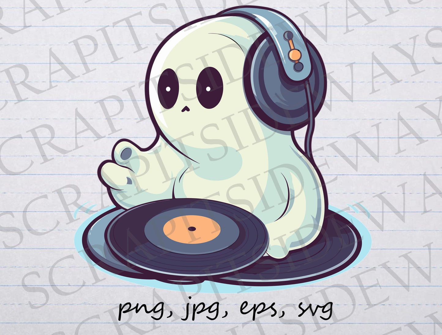 DJ ghost clipart vector graphic svg png jpg eps disc jockey deejay