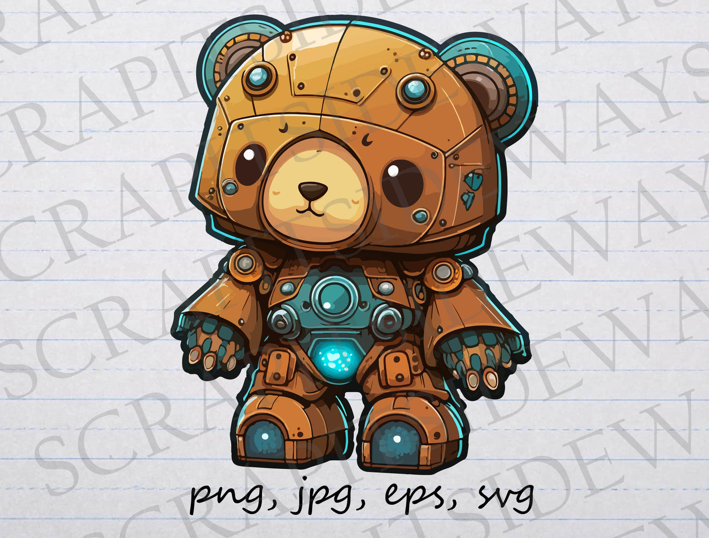 Robot teddy bear 2 clipart vector graphic svg png jpg eps sci fi bear