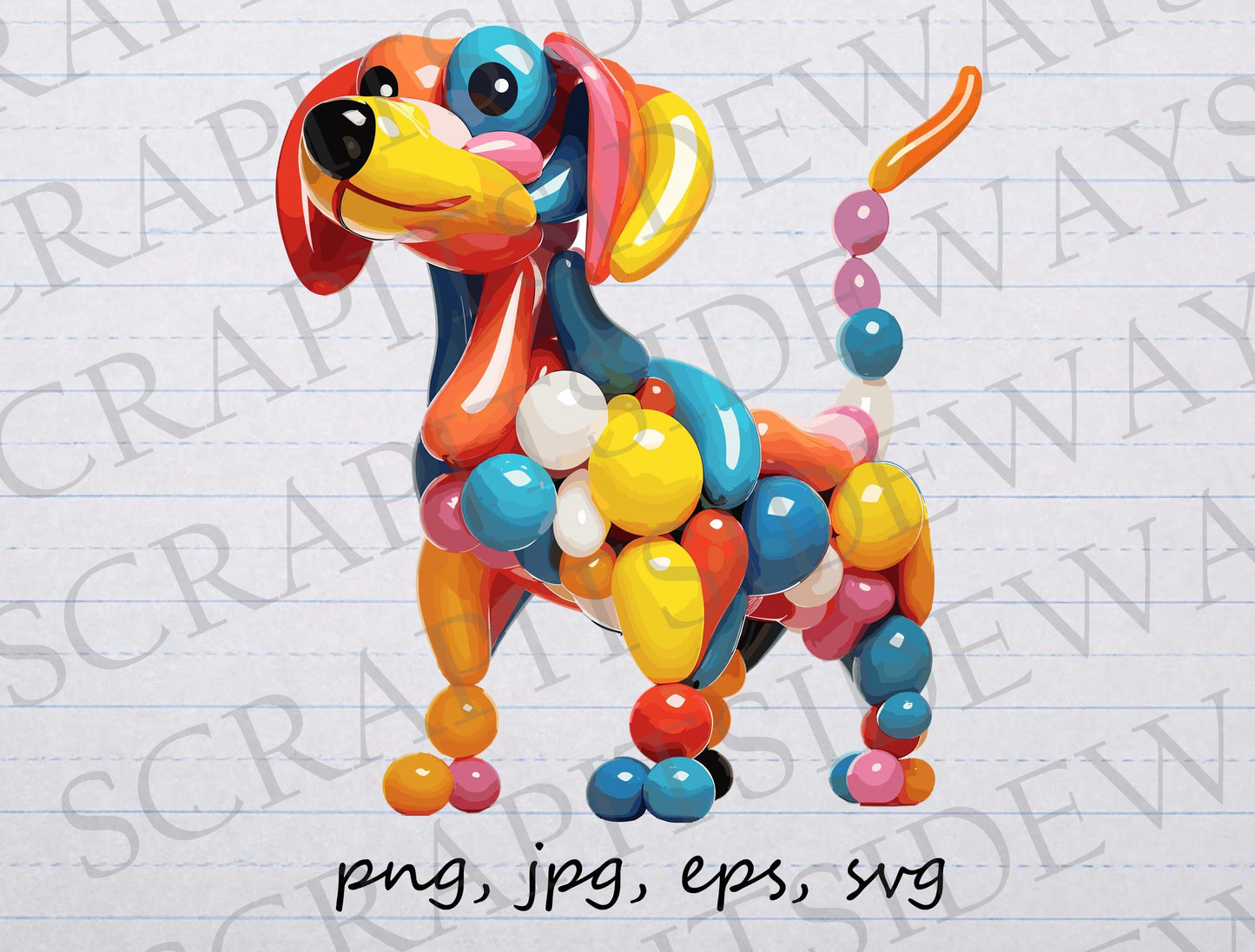 Balloon animal dog clipart vector graphic svg png jpg eps sticker design t-shirt design puppy balloons party birthday