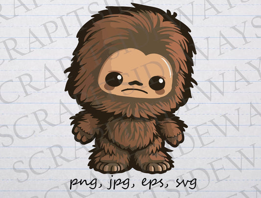 Cute baby Sasquatch clipart vector graphic svg png jpg eps big foot Yeti