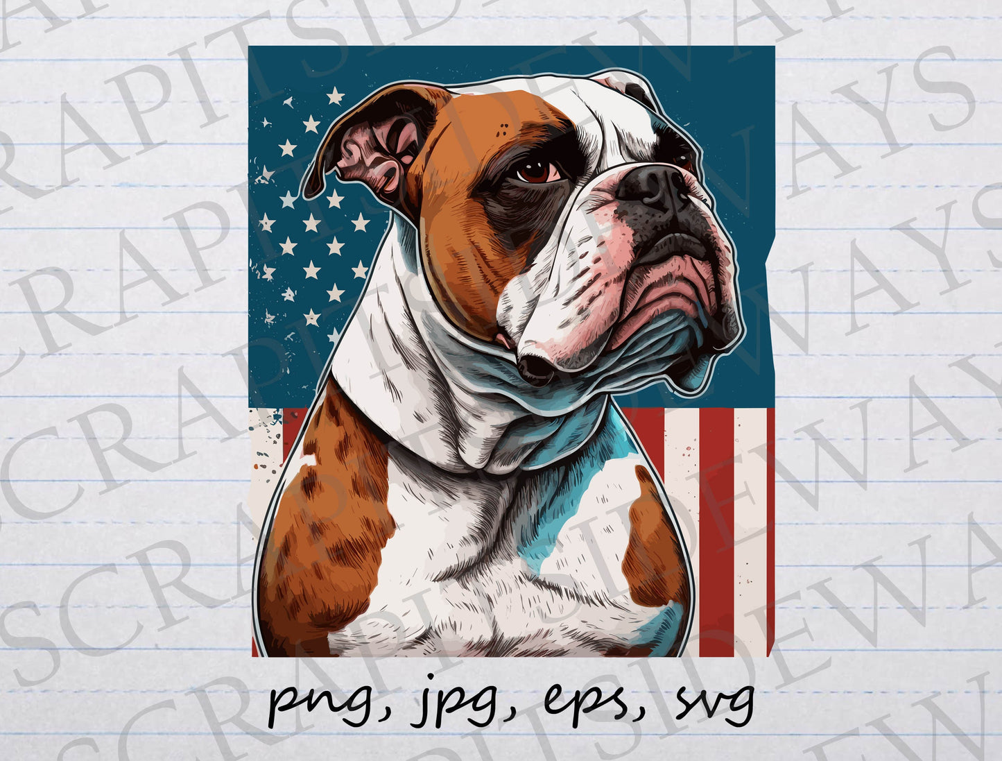 American bulldog flag clipart vector graphic svg png jpg eps USA flag 4th of July Independence Day Patriotic