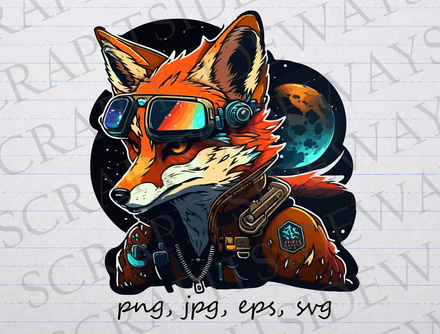 Fox space pirate clipart vector graphic svg png jpg eps astronaut fox outer space