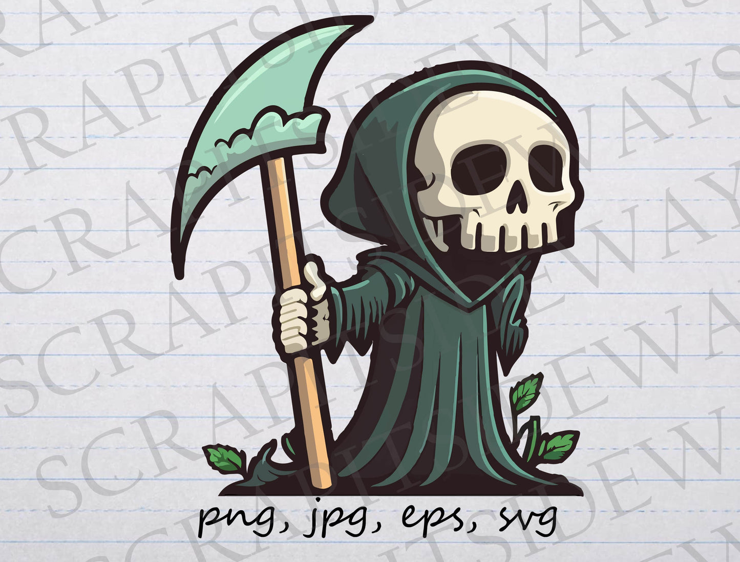 Cute grim reaper clipart vector graphic svg png jpg eps cute death pastel goth