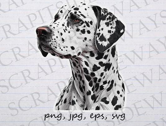 Dalmatian head clipart clip art vector graphic svg png jpg eps puppy