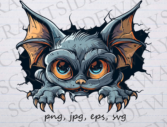 Gargoyle peeking through page clip art clipart vector graphic svg png eps sticker design t-shirt design, creepy cute, gargoyle cartoon