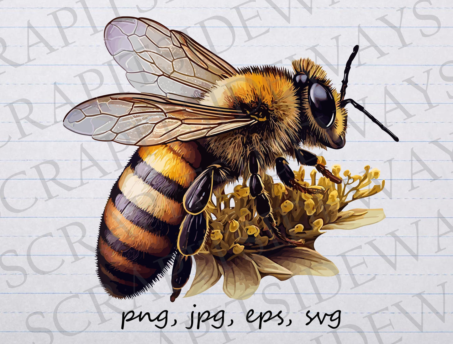 Honey bee with flower clipart vector graphic svg png jpg eps save the bees t-shirt design sticker design pollinator