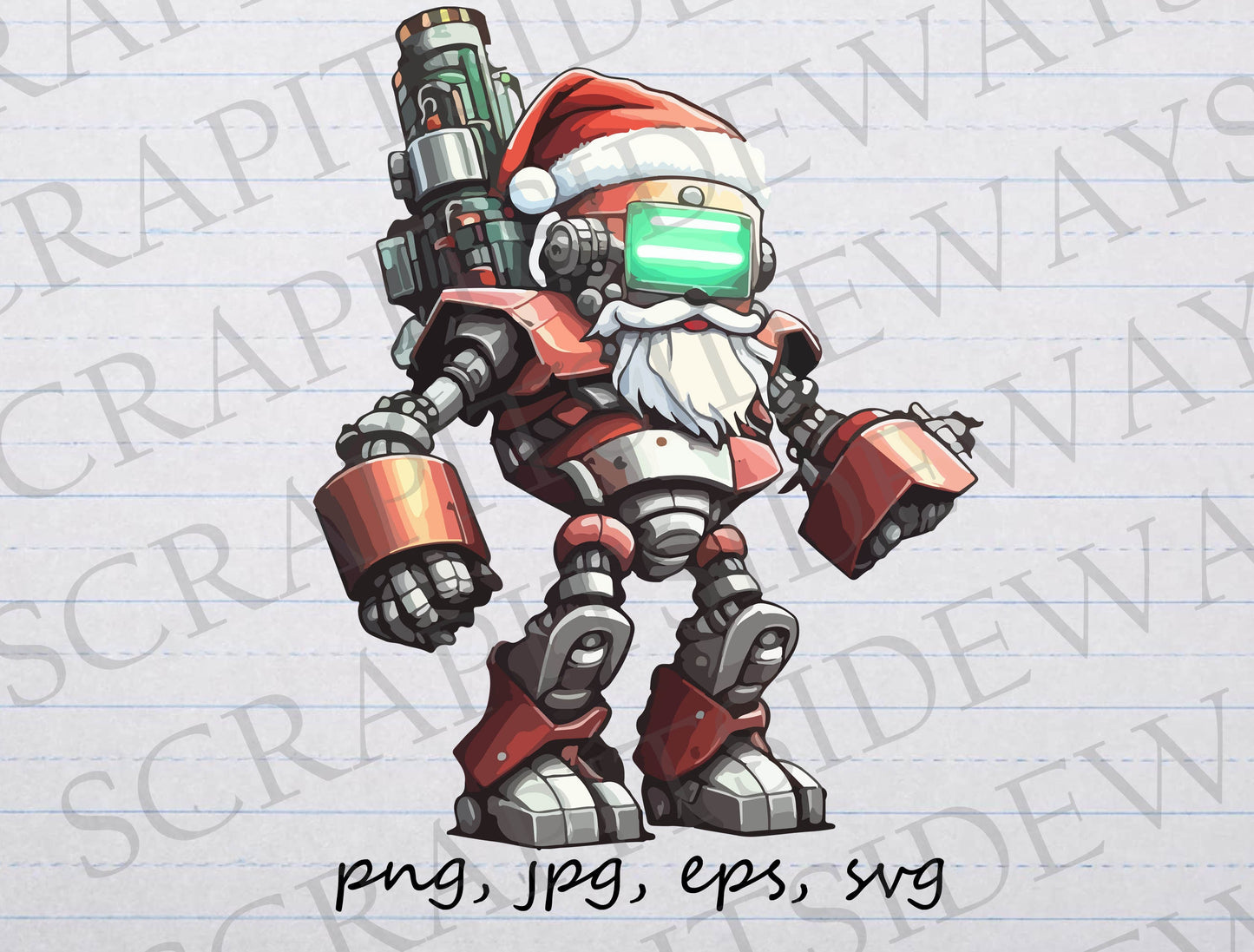 Robot Santa Claus clipart vector graphic svg png jpg eps Christmas robo Cyborg