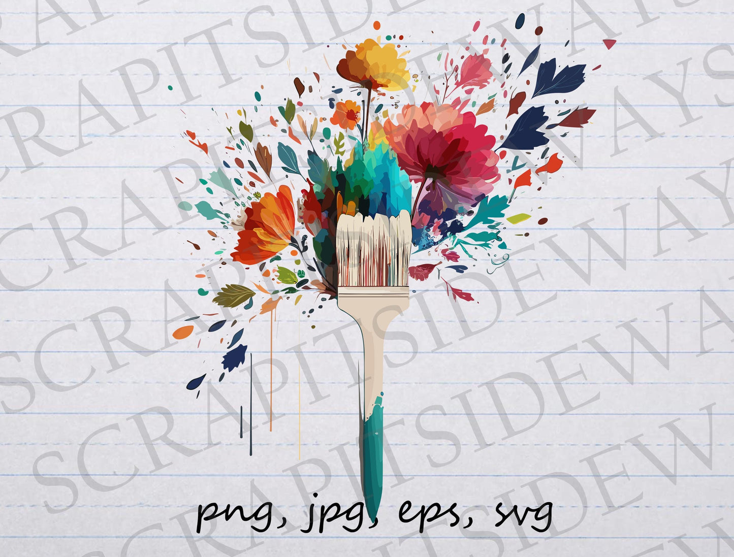 Flower paint brush splatter clipart vector graphic svg png jpg eps t-shirt design sticker design artist painter