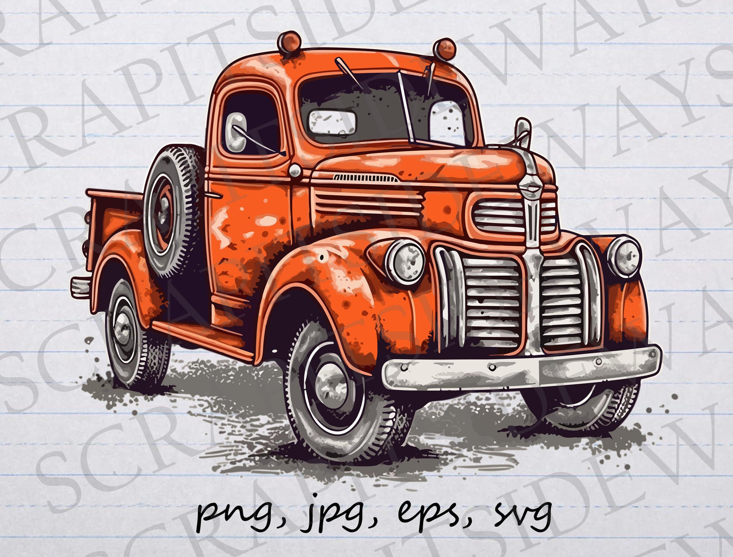 Retro Truck clipart vector graphic svg png jpg eps vintage vehicle t-shirt design sticker design