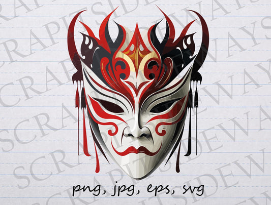 Kabuki Mask clipart vector graphic svg png jpg eps sticker design t-shirt design Japanese mask