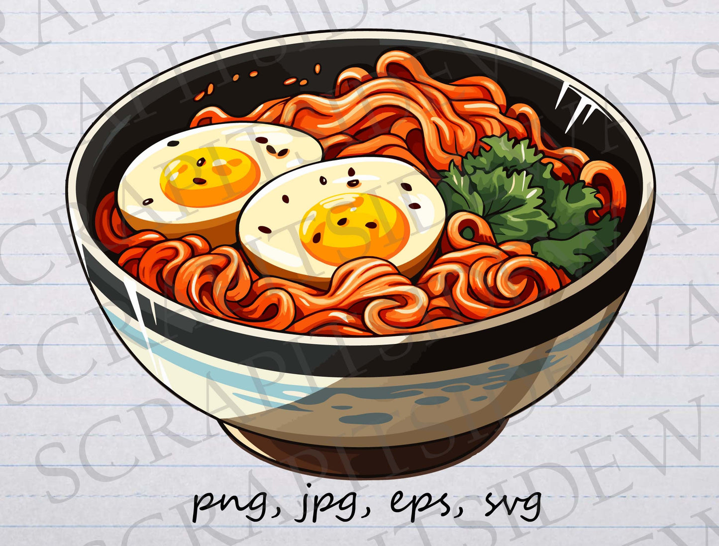 Ramen noodle bowl clip art clipart vector graphic svg png jpg eps, Asian noodles, ramen bowl