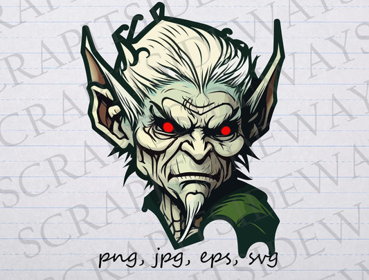 Evil Elf clipart vector graphic svg png jpg eps fantasy creature D and D