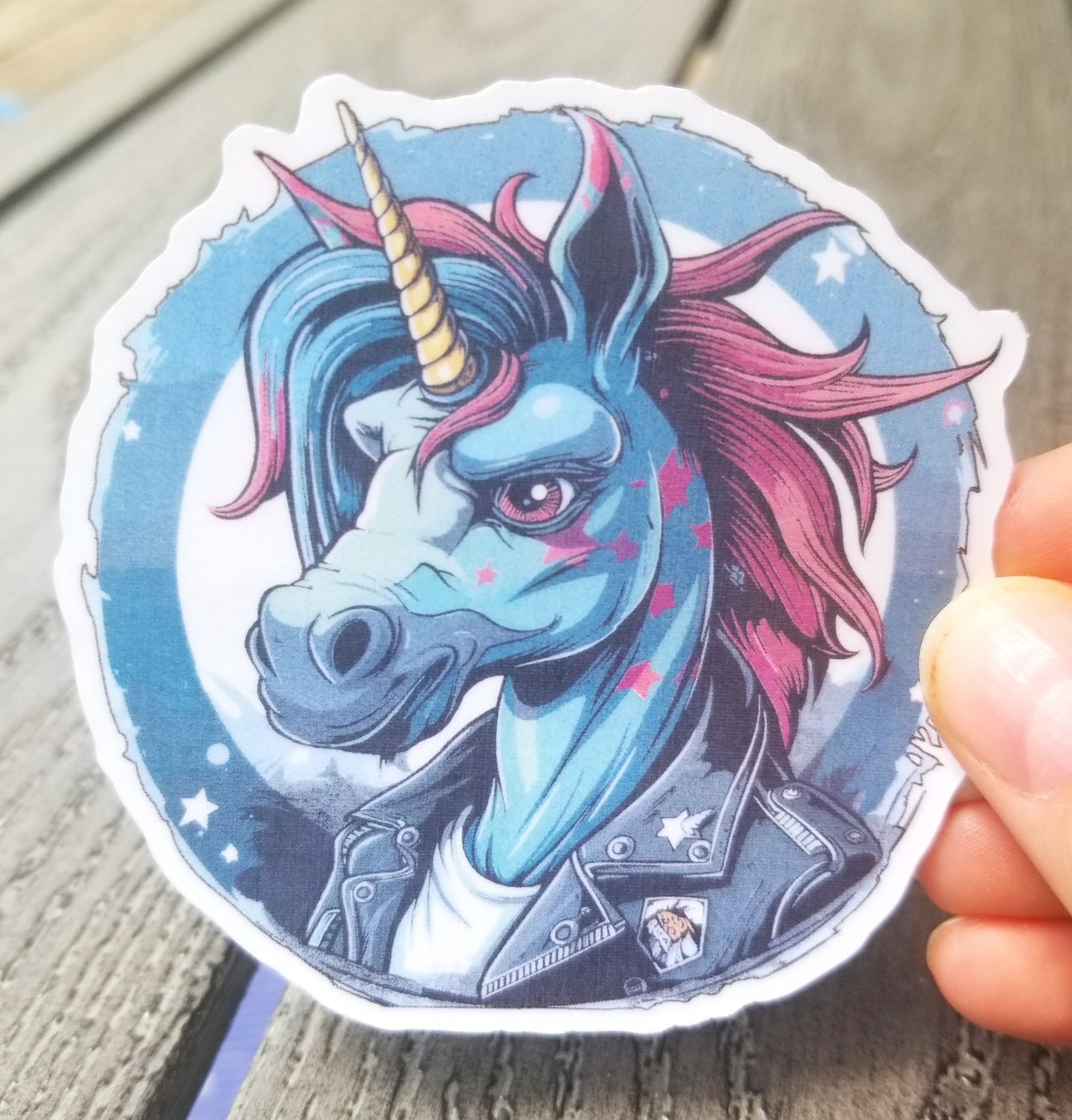 Urban punk unicorn sticker 3 inches, water resistant decal, goth unicorn, hardcore unicorn, punk rock unicorn, rock and roll, death metal