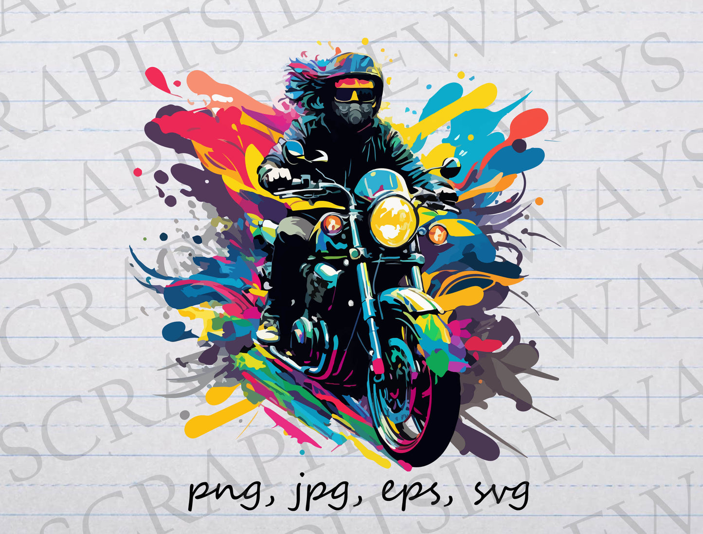 Colorful motorcycle clipart vector graphic svg png jpg eps chopper hog